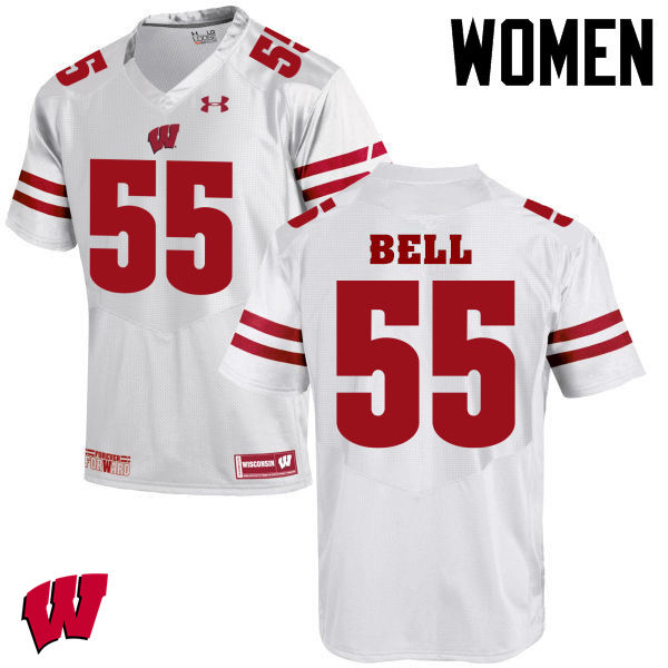 Women Winsconsin Badgers #55 Christian Bell College Football Jerseys-White